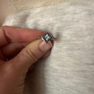 Blue topaz diamond ring